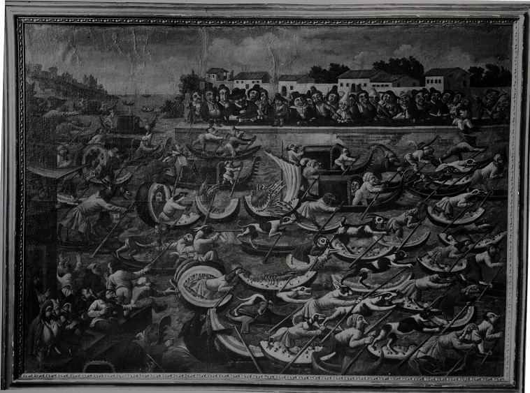 Watermelon Regatta by Master of the Fertility of the Egg, Before Restoration in 1963, in the John and Mable Ringling Museum of art.